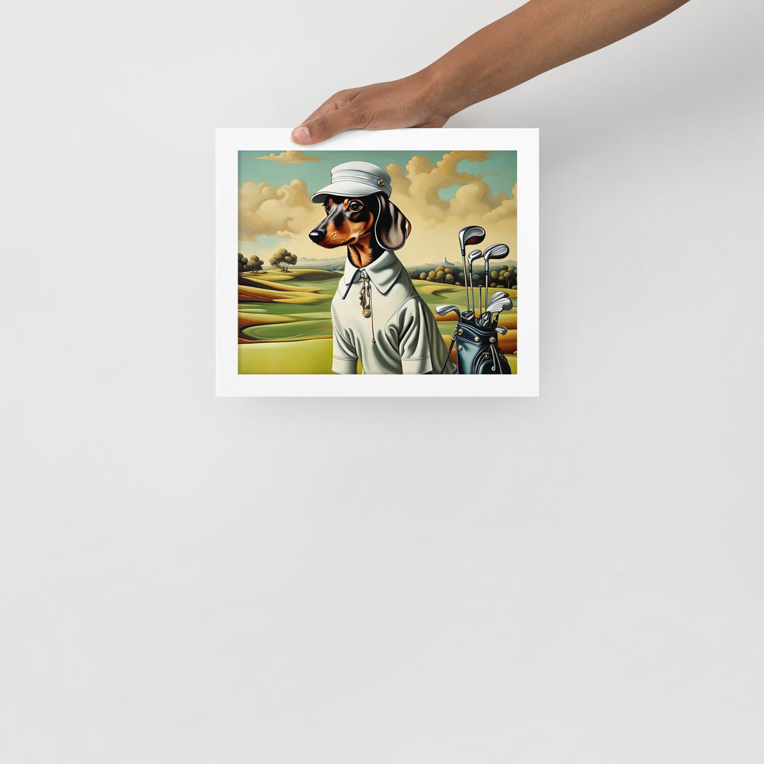 Dachshund Golfer- Framed poster v3