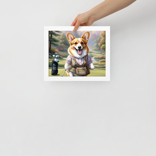 Pembroke Welsh Corgi Golfer- Framed poster v4