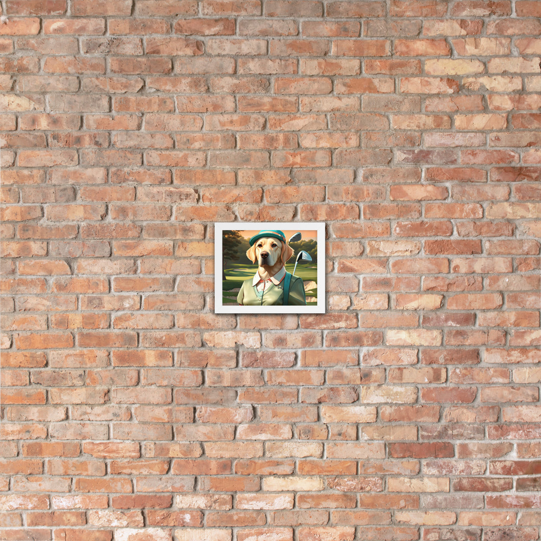 Framed poster-Labrador Retriever Golfer V14