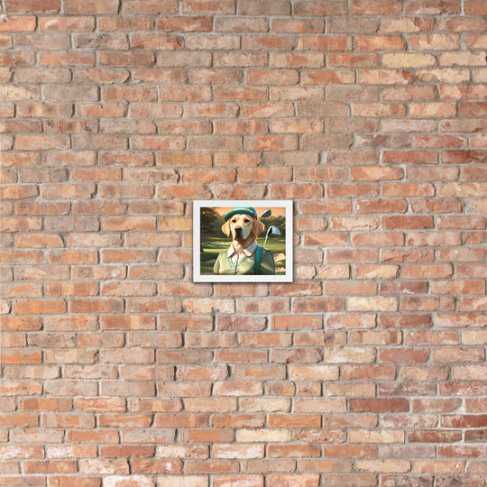 Framed poster-Labrador Retriever Golfer V14