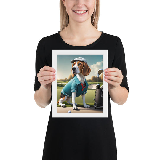 Beagle Golfer- Framed poster v2