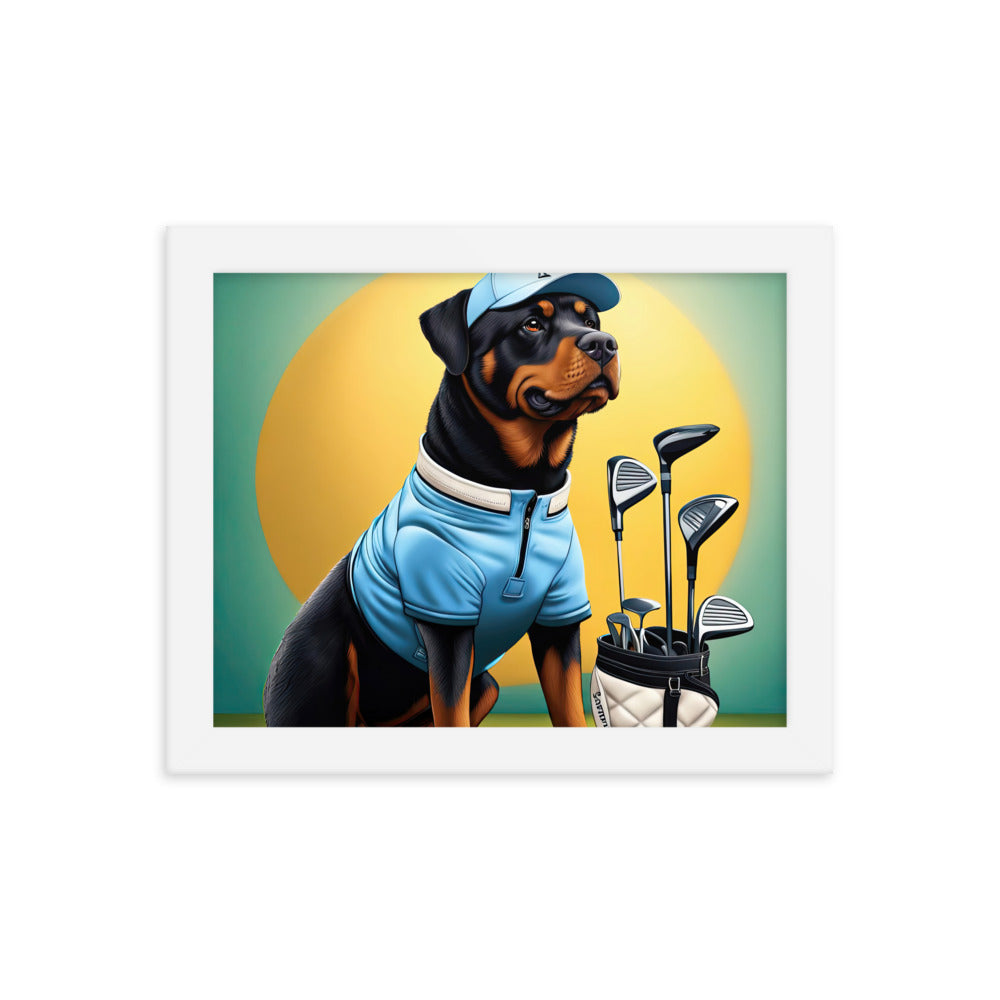 Rottweiler Golfer- Framed poster v2