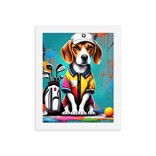 Beagle Golfer- Framed poster v4