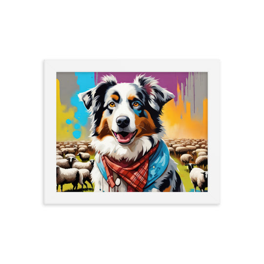 Australian Shepherd- Framed poster v3