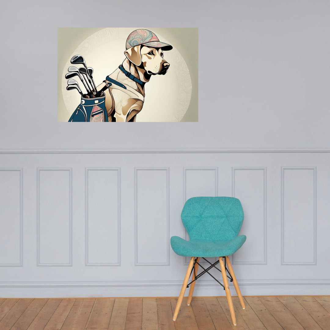 Poster-Labrador Retriever Golfer