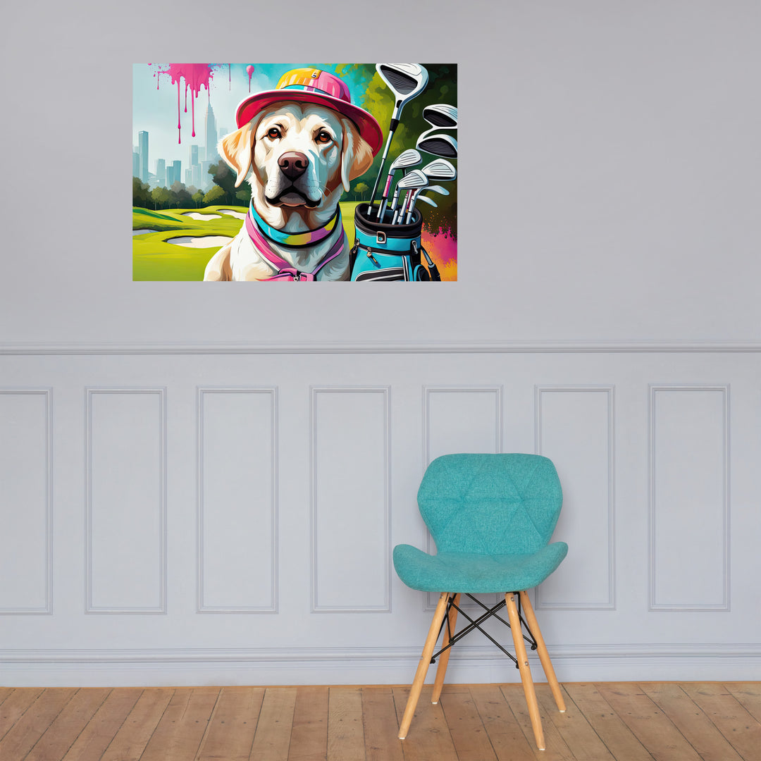 Poster-Labrador Retriever Golfer V15