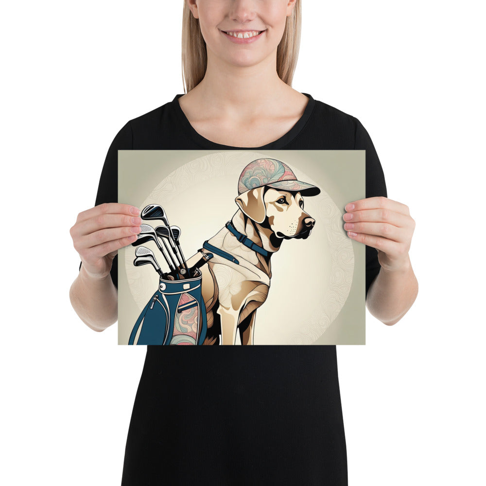 Poster-Labrador Retriever Golfer