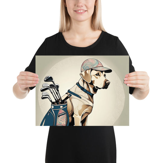 Poster-Labrador Retriever Golfer