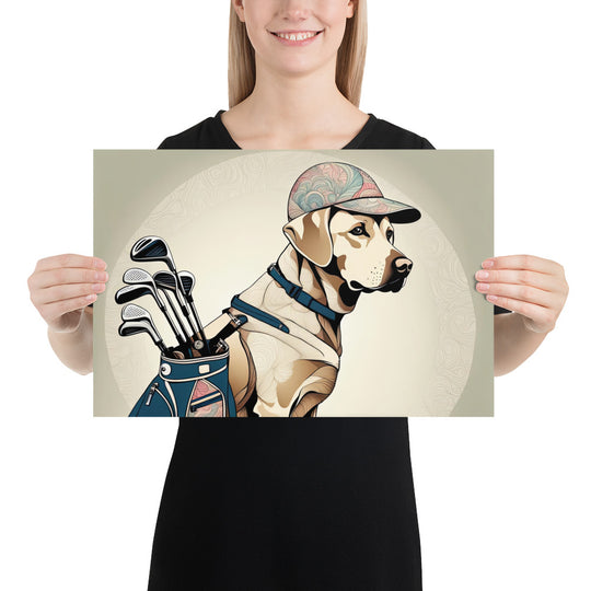 Poster-Labrador Retriever Golfer