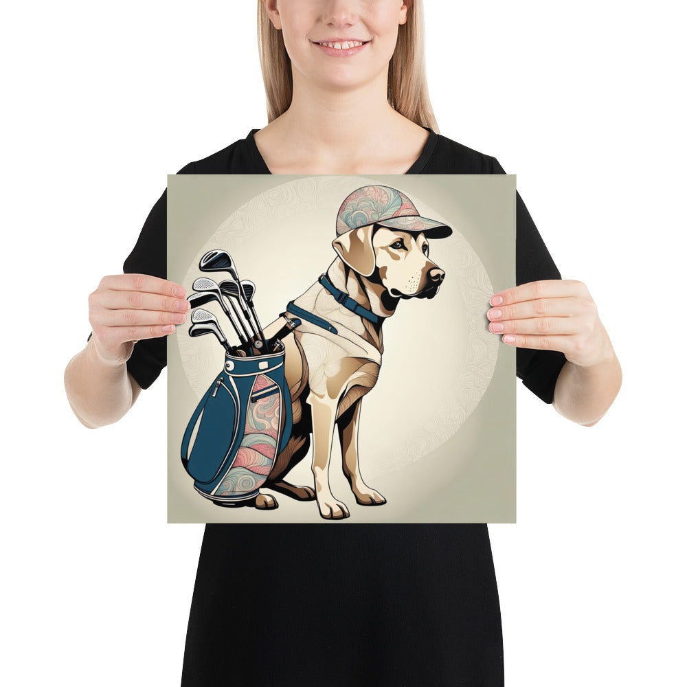 Poster-Labrador Retriever Golfer