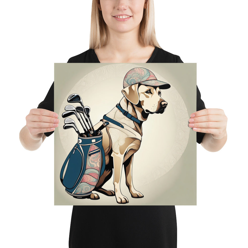 Poster-Labrador Retriever Golfer