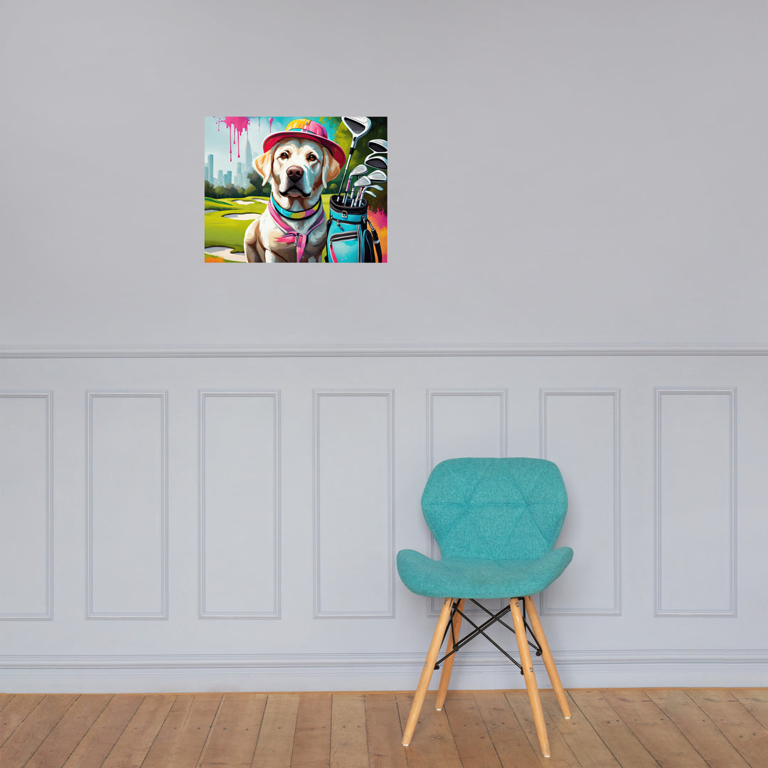 Poster-Labrador Retriever Golfer V15