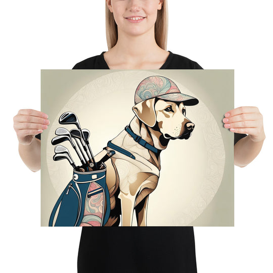 Poster-Labrador Retriever Golfer