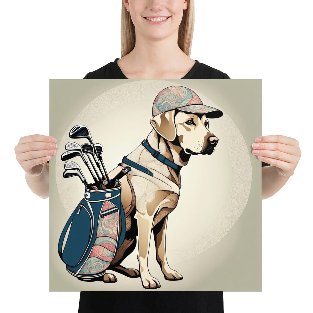 Poster-Labrador Retriever Golfer