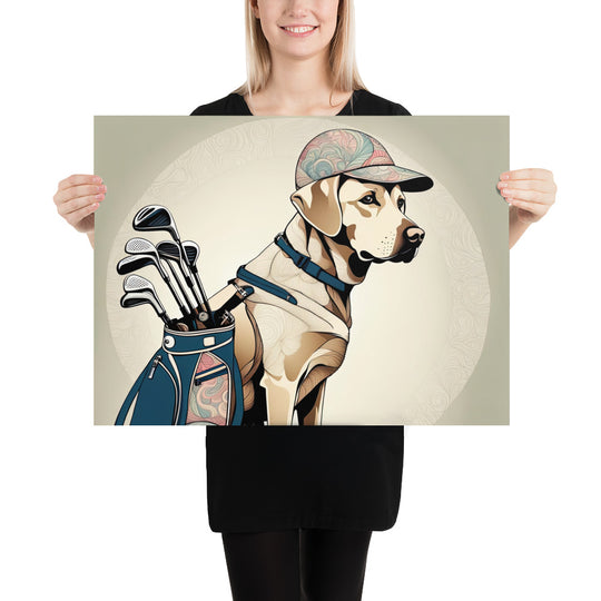 Poster-Labrador Retriever Golfer