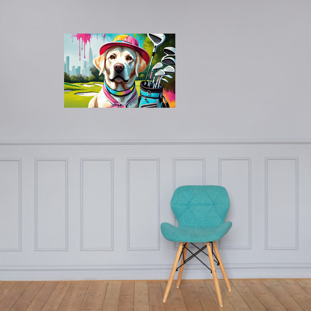 Poster-Labrador Retriever Golfer V15