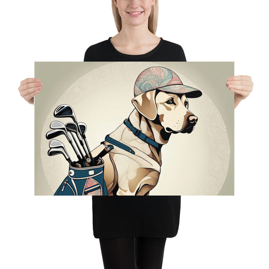 Poster-Labrador Retriever Golfer