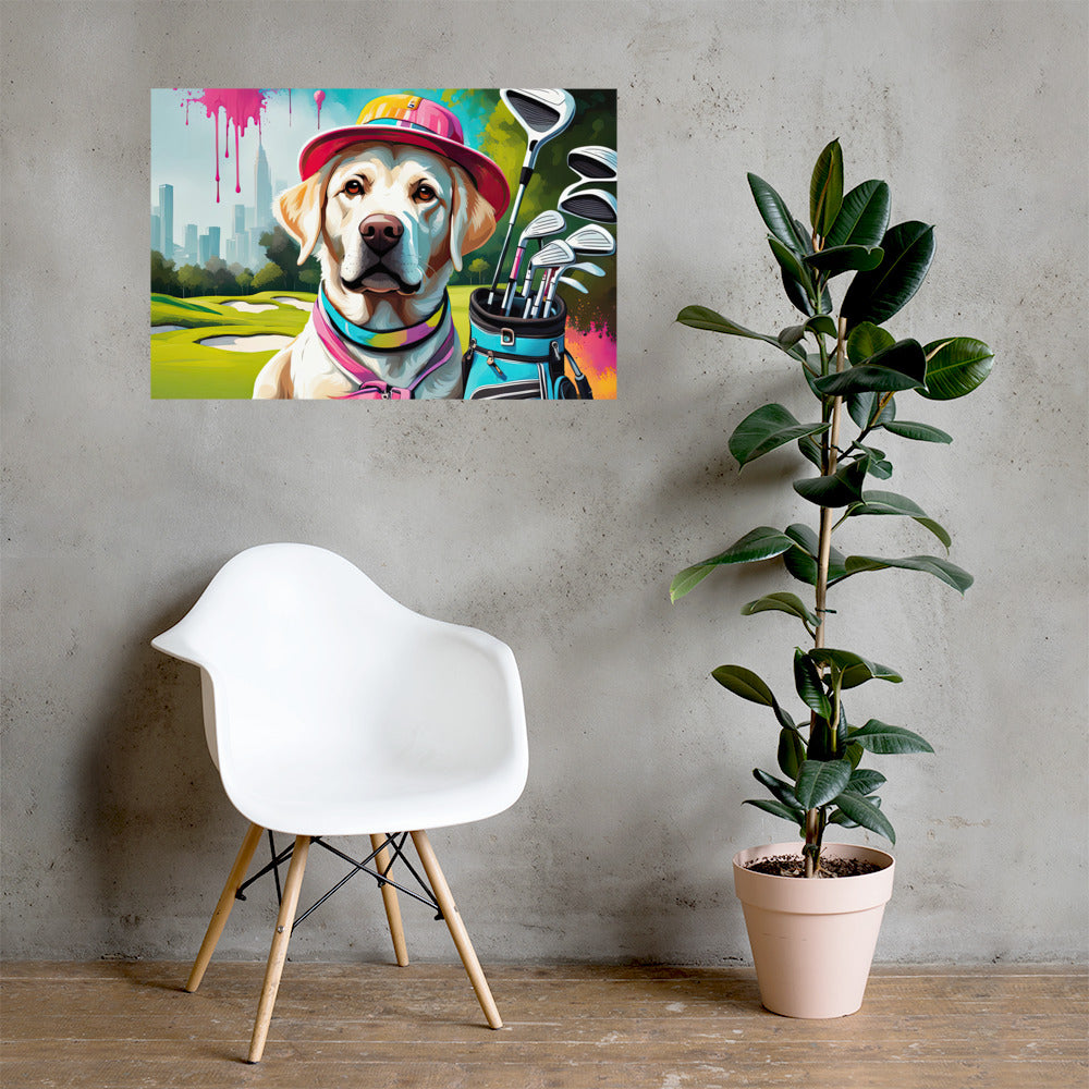 Poster-Labrador Retriever Golfer V15