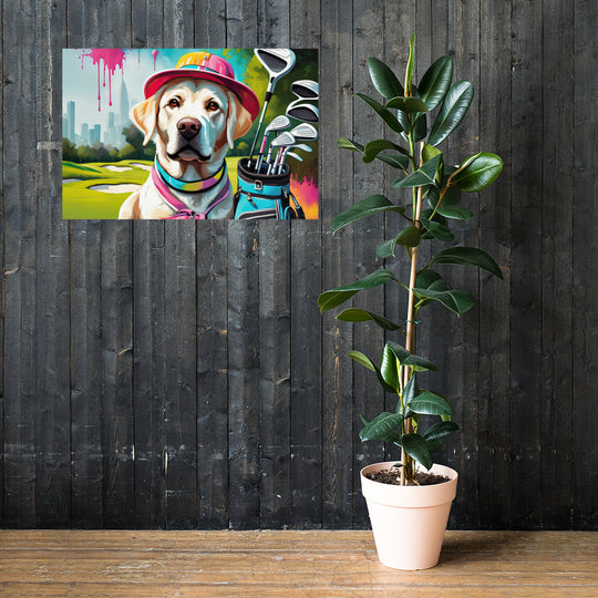 Poster-Labrador Retriever Golfer V15