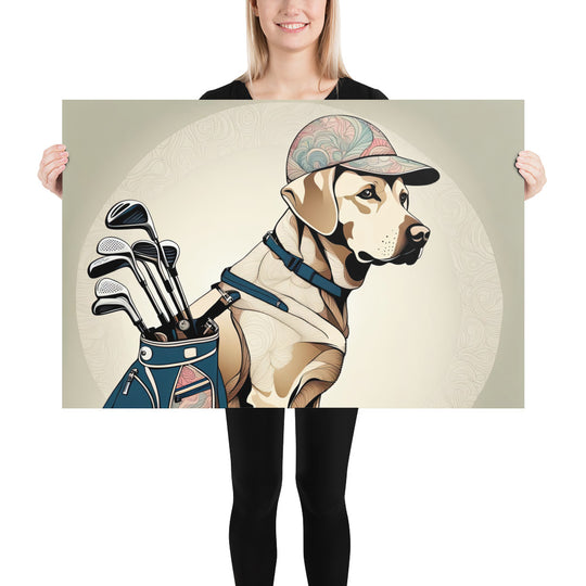 Poster-Labrador Retriever Golfer