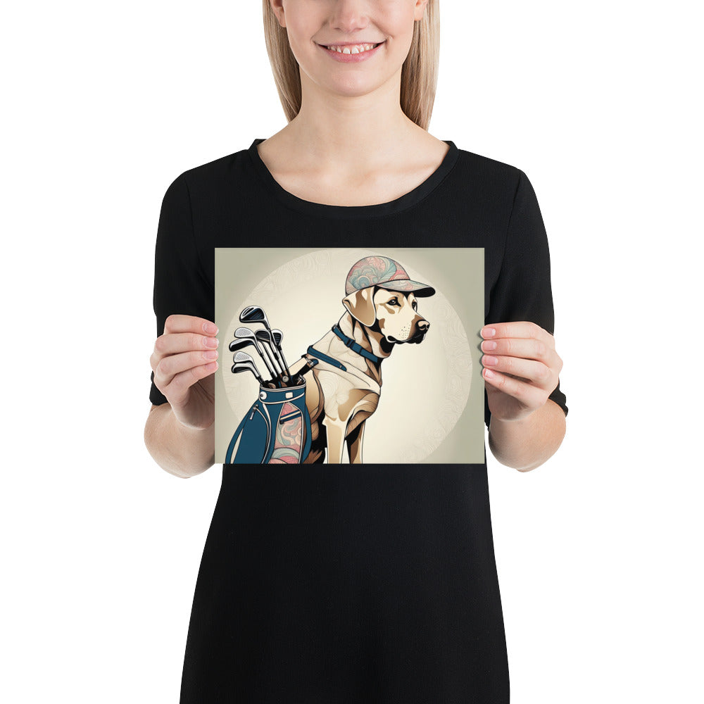 Poster-Labrador Retriever Golfer