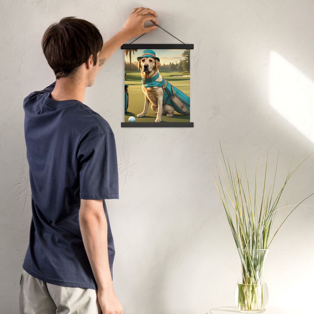 Poster with hangers-Labrador Retriever Golfer V12