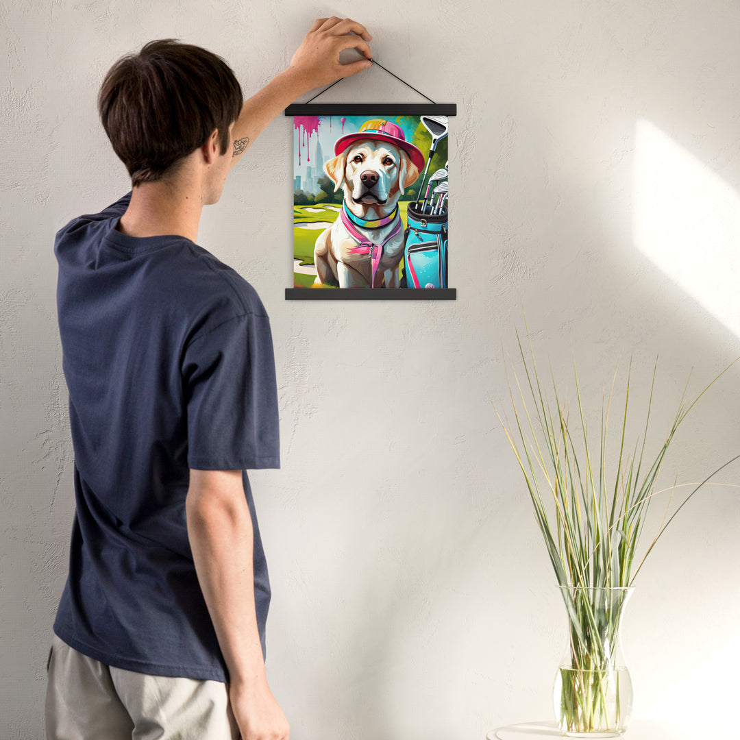 Poster with hangers-Labrador Retriever Golfer V15