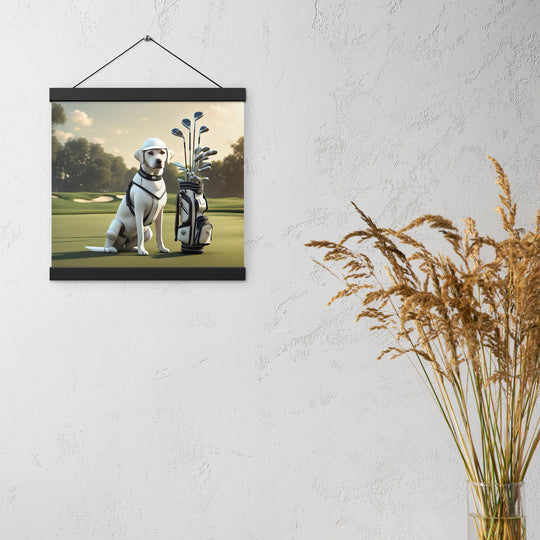 Poster with hangers-Labrador Retriever Golfer V6