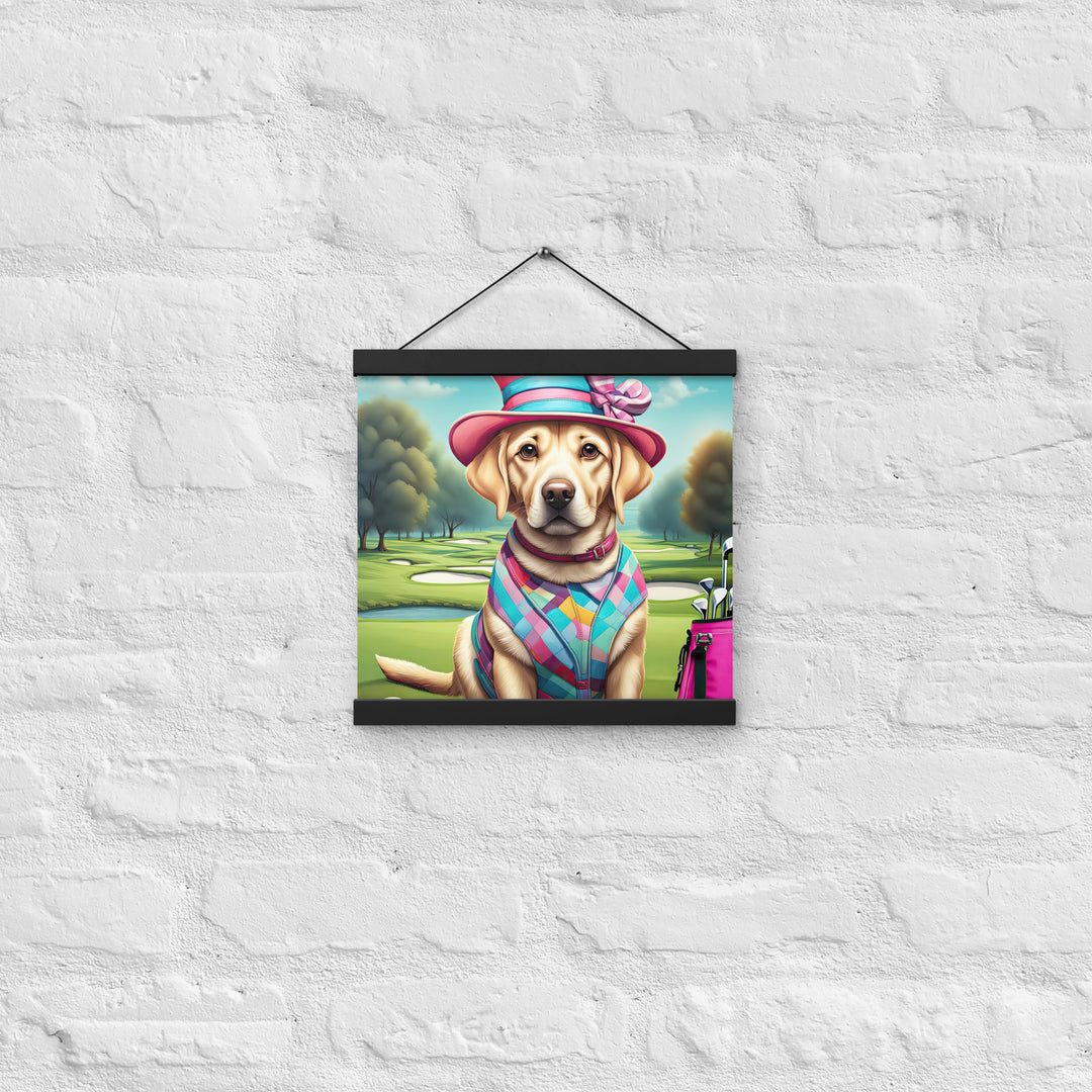 Poster with hangers-Labrador Retriever Golfer V9