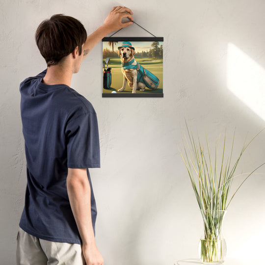 Poster with hangers-Labrador Retriever Golfer V12