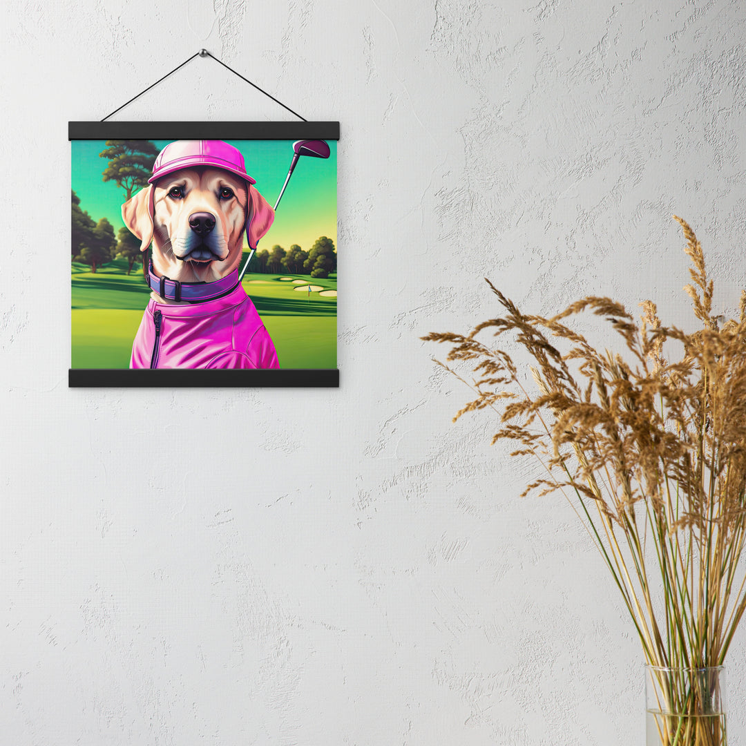 Poster with hangers-Labrador Retriever Golfer V16