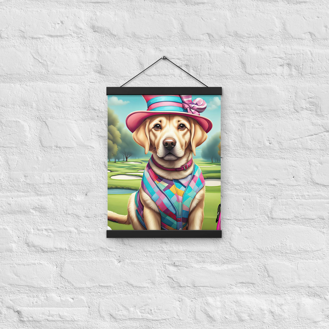 Poster with hangers-Labrador Retriever Golfer V9