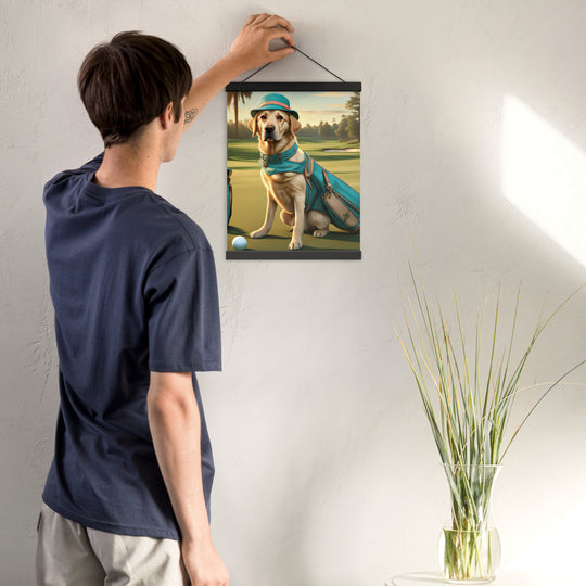 Poster with hangers-Labrador Retriever Golfer V12