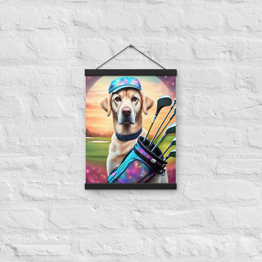 Poster with hangers-Labrador Retriever Golfer V13