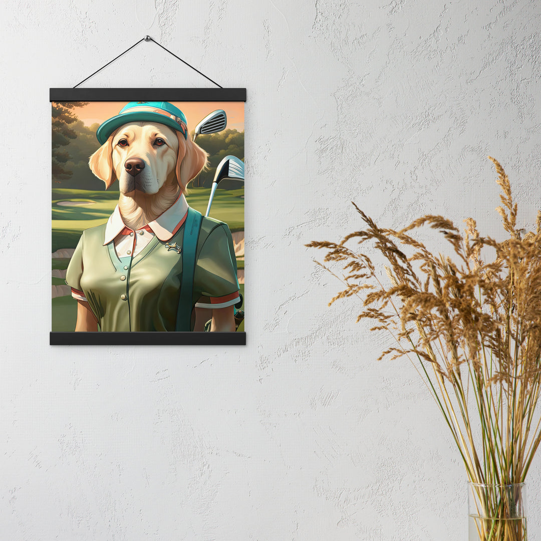 Poster with hangers-Labrador Retriever Golfer V14