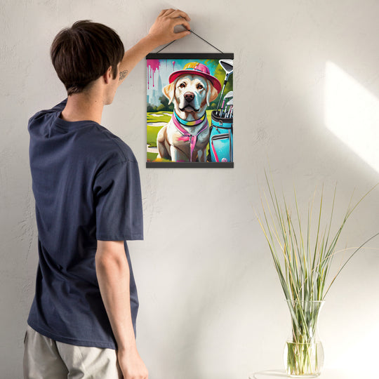 Poster with hangers-Labrador Retriever Golfer V15