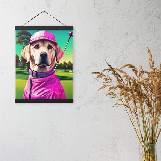 Poster with hangers-Labrador Retriever Golfer V16