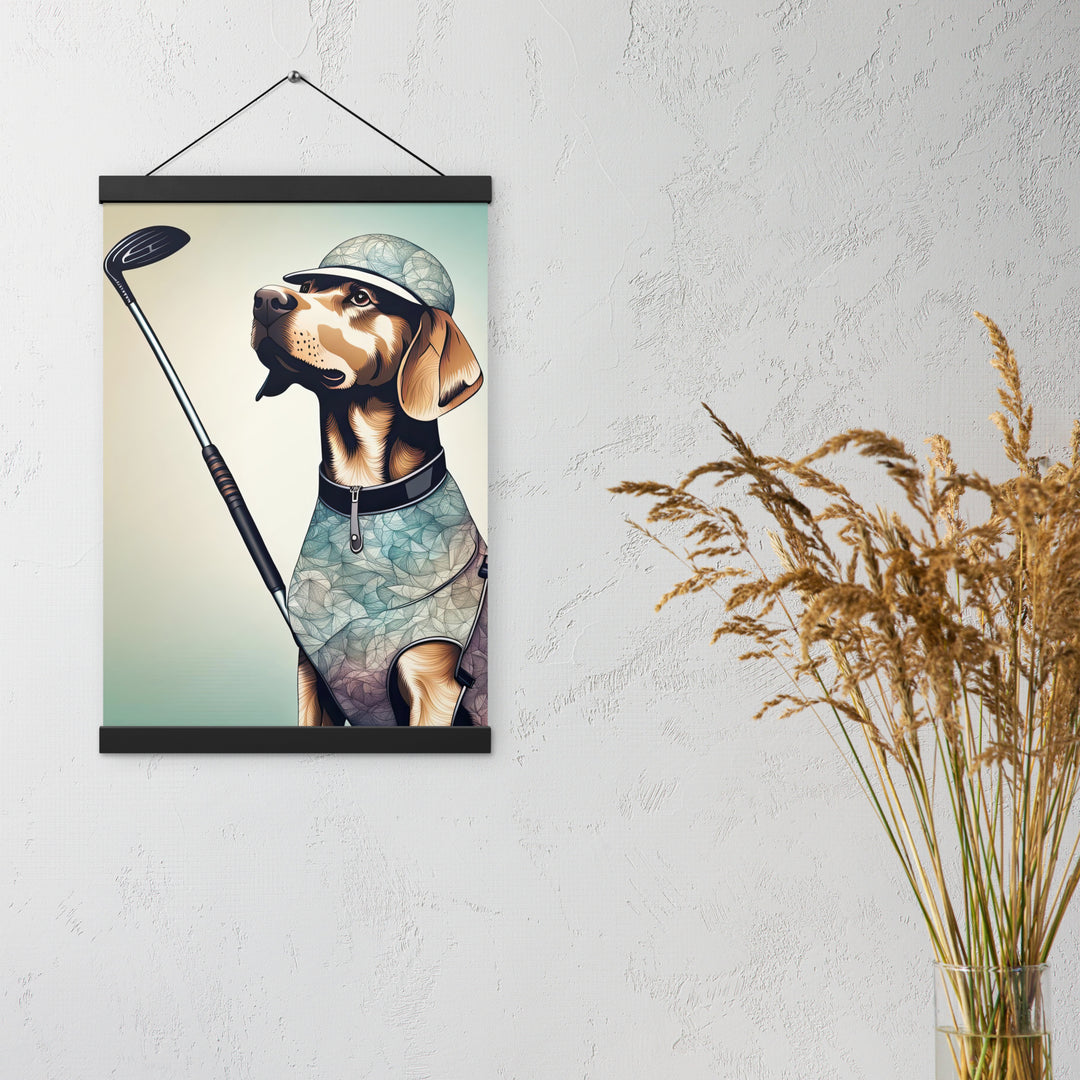 Poster with hangers-Labrador Retriever Golfer V8