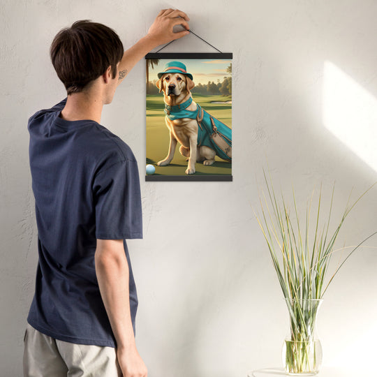 Poster with hangers-Labrador Retriever Golfer V12