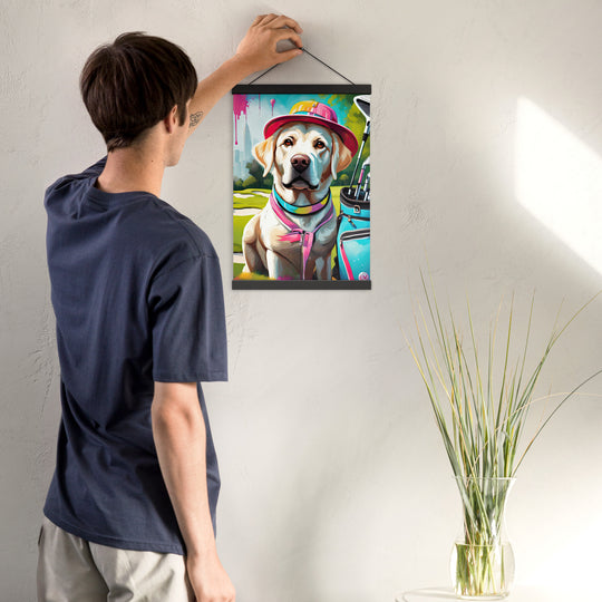 Poster with hangers-Labrador Retriever Golfer V15