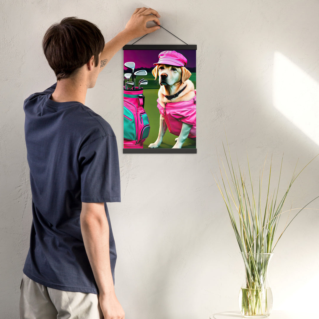 Poster with hangers-Labrador Retriever Golfer V17