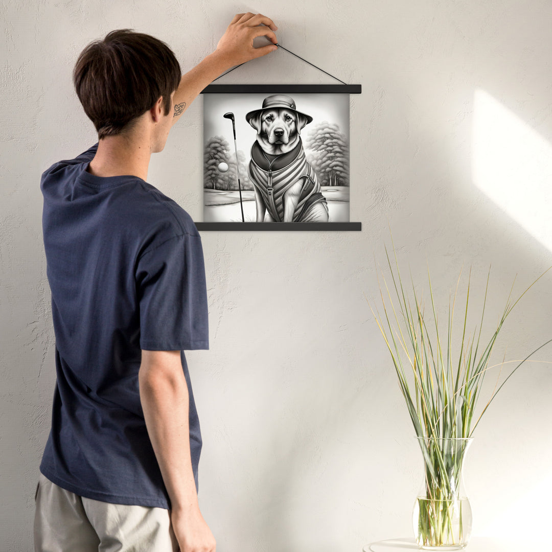 Poster with hangers-Labrador Retriever Golfer V7