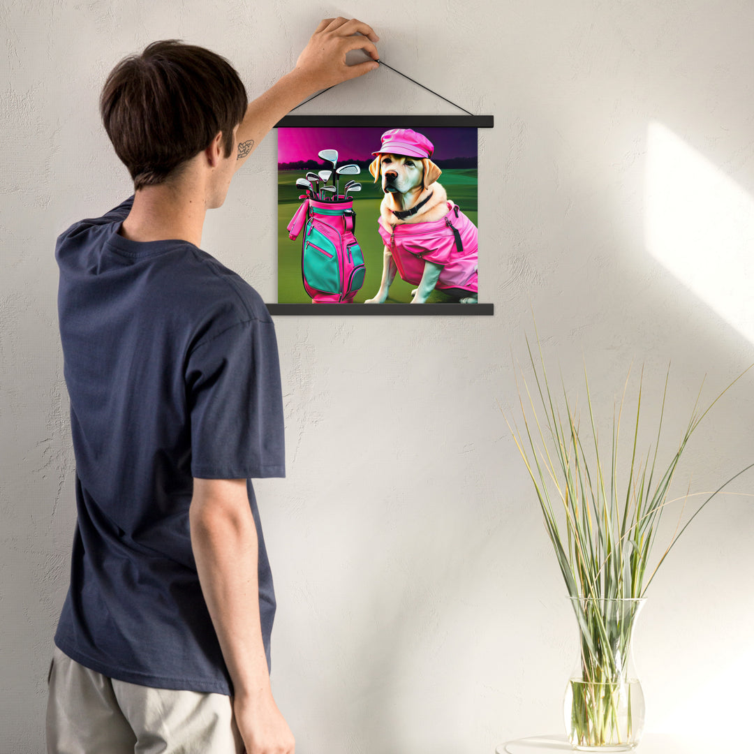 Poster with hangers-Labrador Retriever Golfer V17