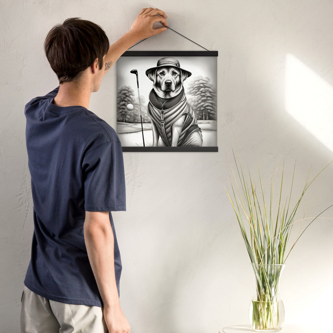 Poster with hangers-Labrador Retriever Golfer V7