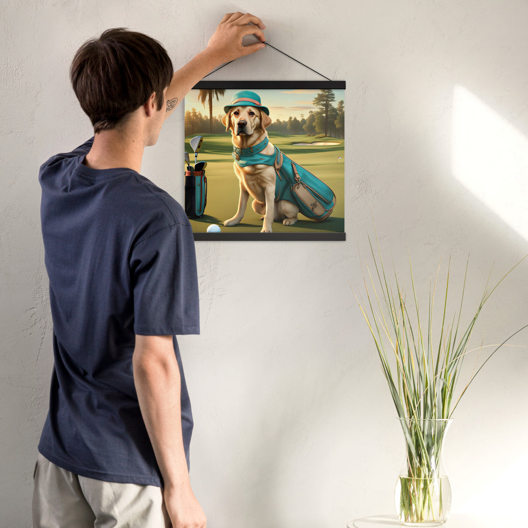 Poster with hangers-Labrador Retriever Golfer V12