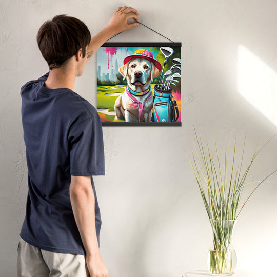 Poster with hangers-Labrador Retriever Golfer V15