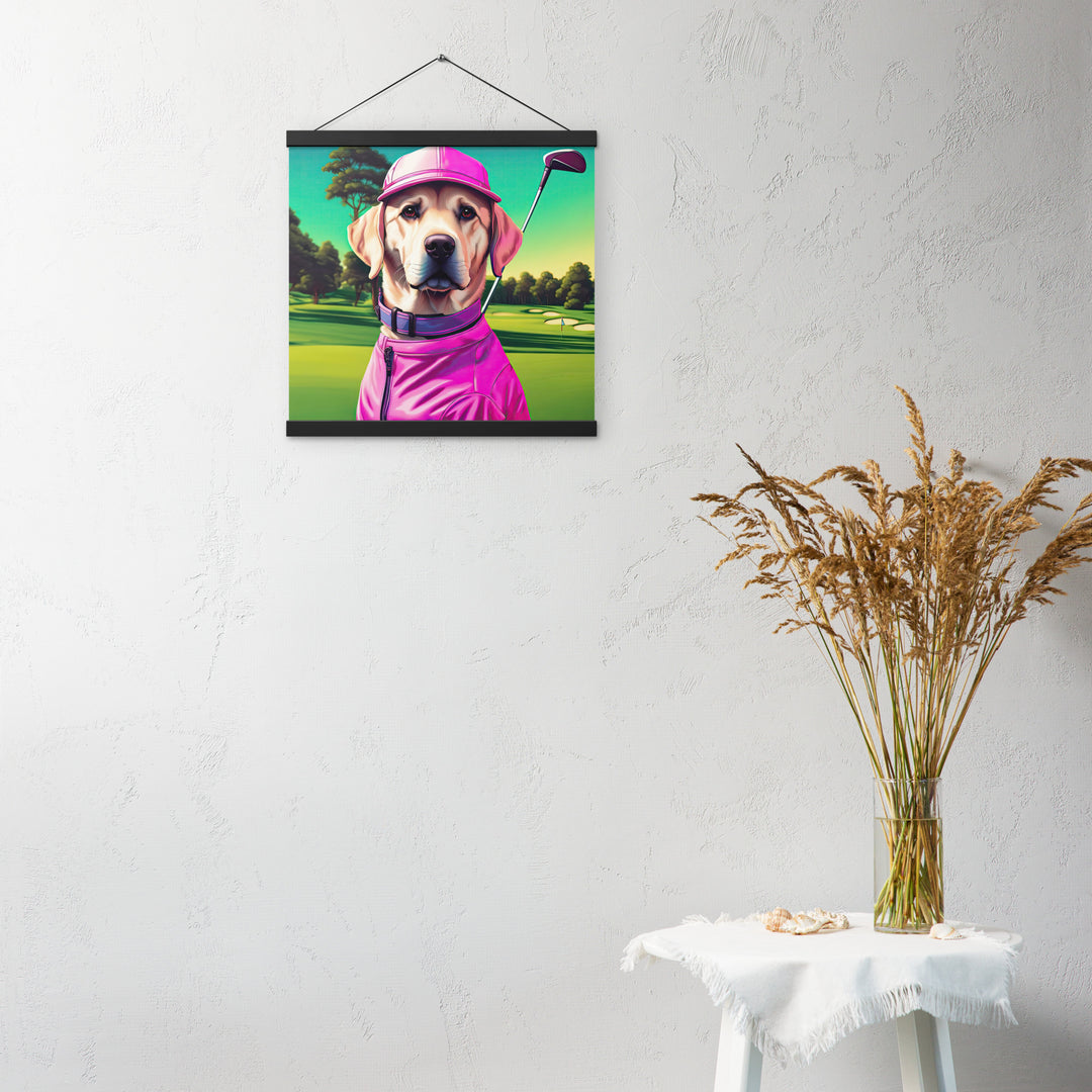 Poster with hangers-Labrador Retriever Golfer V16