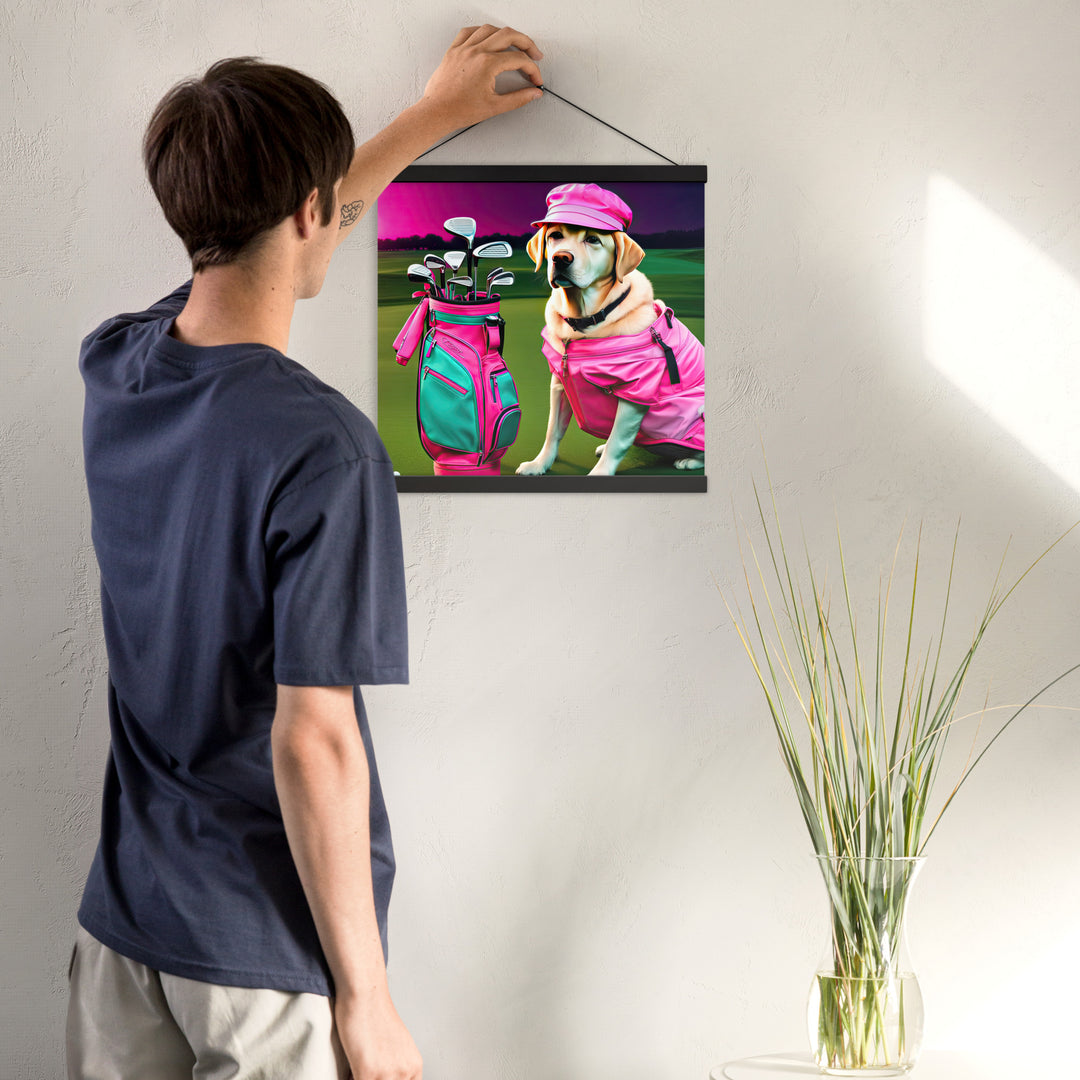 Poster with hangers-Labrador Retriever Golfer V17