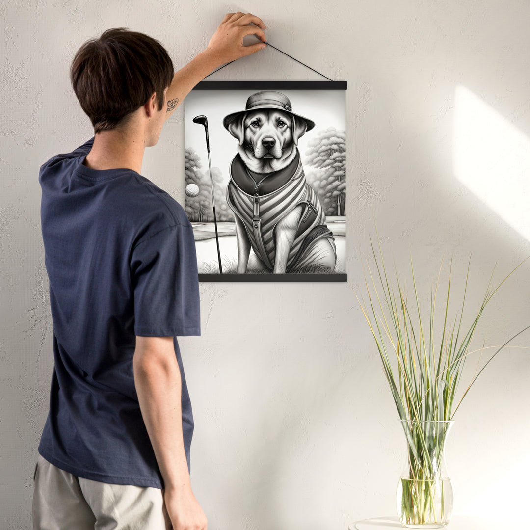 Poster with hangers-Labrador Retriever Golfer V7