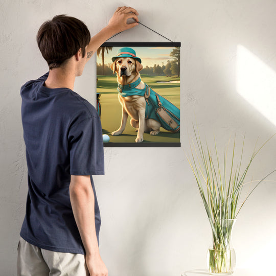 Poster with hangers-Labrador Retriever Golfer V12